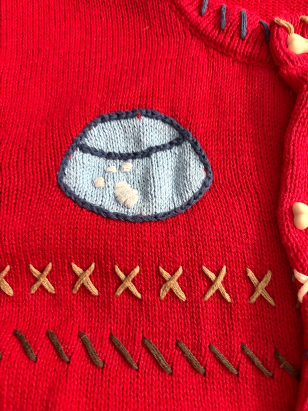 Tribeca Vintage Novelty Red Embroidered Dog Cardigan - Picture 8 of 10